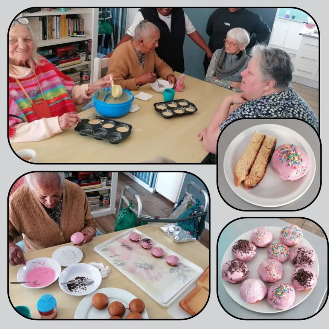 Residents decorating homemade treats during baking day
